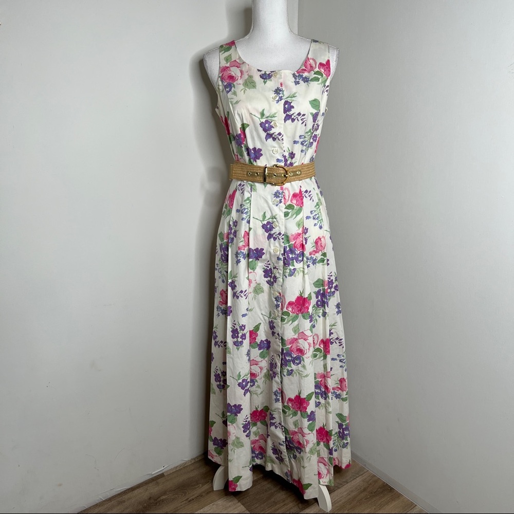 Vintage Chadwick’s White Pink Floral Midi Shirtdress